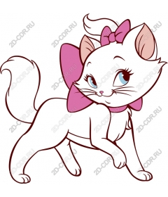 Playful white cat with pink bow