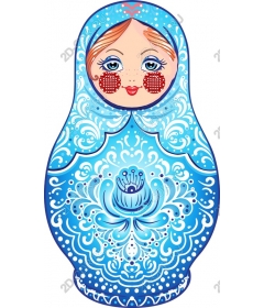  Матрешка с синими цветами