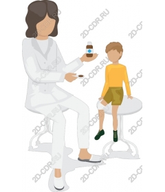 Заботливый медицинский работник с ребенком