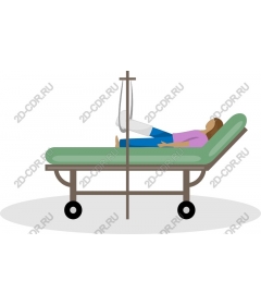 The recovery of the patient on the hospital bed