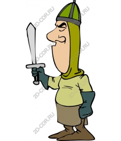  Cartoon warrior with sword