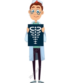  Cartoon doctor holding x-ray