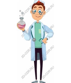 Funny scientist-technician
