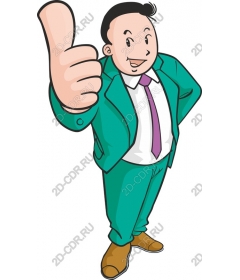 Cheerful businessman showing thumb up