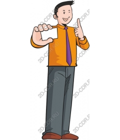 Cheerful businessman shows card