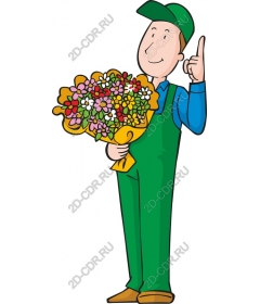 Cheerful florist holding a bouquet
