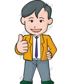 Fun character with a raised thumb