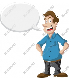 Funny cartoon man with speech bubble