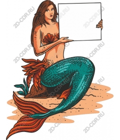  Mermaid with a blank sign