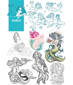 Collection of mermaid girls-a set of cliparts