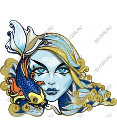  Adorable mermaid and koi fish