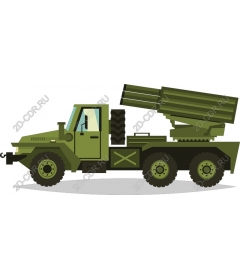 Military truck with a rocket launcher