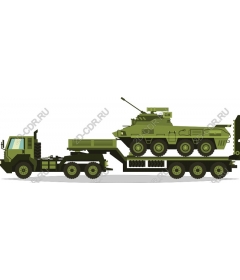 Military truck with armored personnel carrier