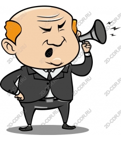  Cartoon businessman with a megaphone