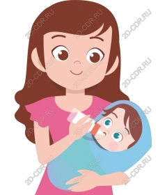  Caring sister feeding baby