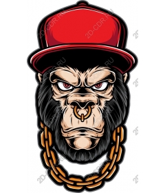  Ferocious gorilla in a red cap and gold chain