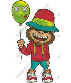 Playful cartoon character with a balloon
