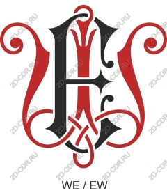  Elegant black and red monogram