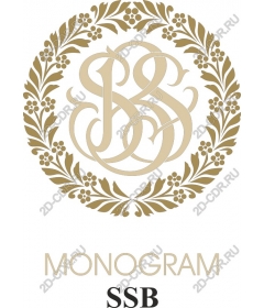  Elegant monogram SSB with floral wreath