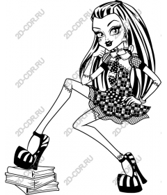Fashionista - Stylish character on the background of a stack of books