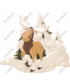 Whimsical winter moose