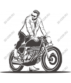 Rider on vintage motorcycle