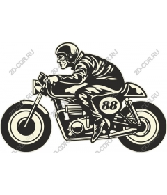 Vintage rider on a motorcycle