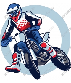 Dynamic rider on a motorcycle for offroad