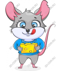  Cute cartoon mouse with cheese