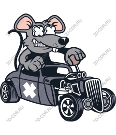  Cartoon rat hot rod