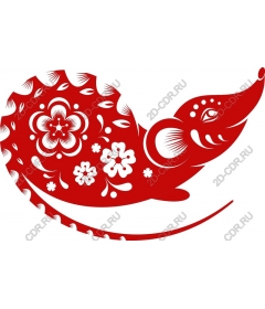 Decorative red floral creature
