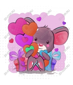  Adorable cartoon mouse with hearts and gifts