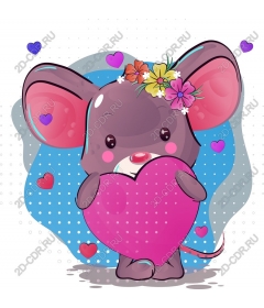 Cute mouse holding a heart