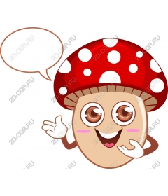 Playful cartoon mushroom with speech bubble