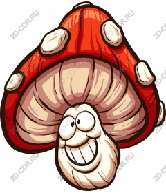  Cartoon happy mushroom