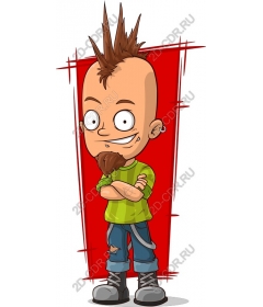  Cheeky cartoon character with spiky hair