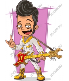  Cartoon rock guitar player