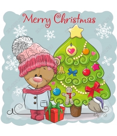  Merry Christmas, the bear and the Christmas Tree!