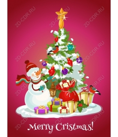  Merry Christmas, Snowman and Christmas Tree!