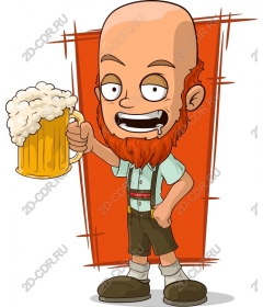 Cheerful bearded man with beer