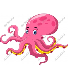  Pink cartoon octopus