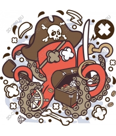  Whimsical pirate octopus