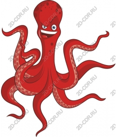  Cartoon Red Octopus