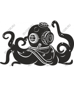  Whimsical vintage diver octopus