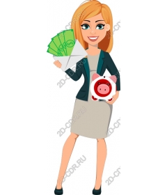  Confident business woman with cash and Treasury