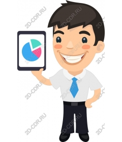 Cheerful businessman with a tablet