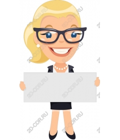  Cheerful business woman holding blank sign