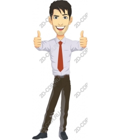 Cheerful businessman gives a thumbs up