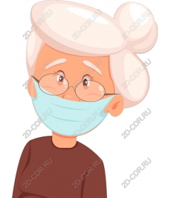  An elderly lady in the mask on her face