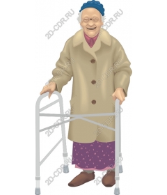  An elderly woman with a Walker